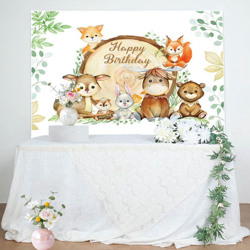 Lofaris Safari Wild Animals Green Birthday Party Backdrop