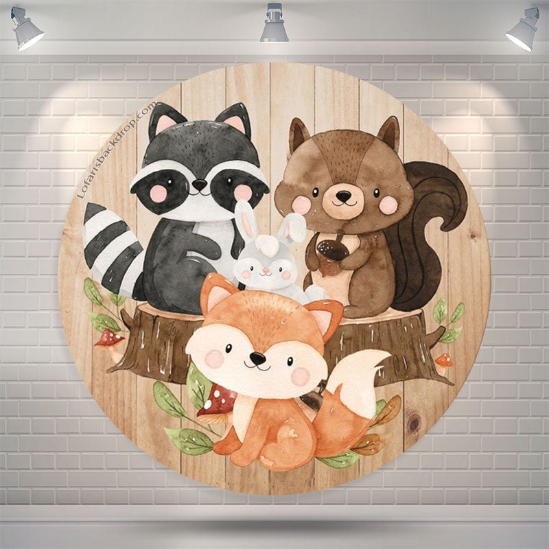 Lofaris Safari Wild Cute Animal Birthday Round Backdrop