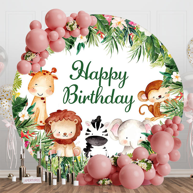 Lofaris Safari Wild Jungle Circle Birthday Backdrop For Boys