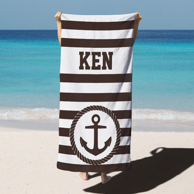Lofaris Sail Stripe Custom Name Pool Beach Towel