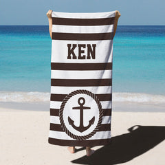 Lofaris Sail Stripe Custom Name Pool Beach Towel