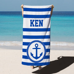 Lofaris Sail Stripe Custom Name Pool Beach Towel