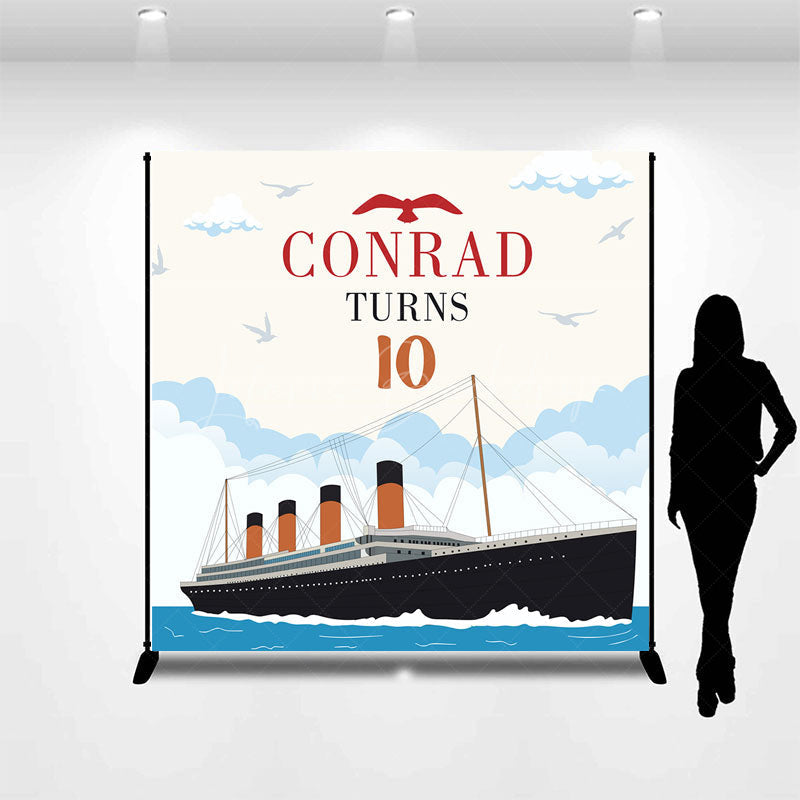 Lofaris Sailing Steamboat Sky Sea 10th Birthday Backdrop