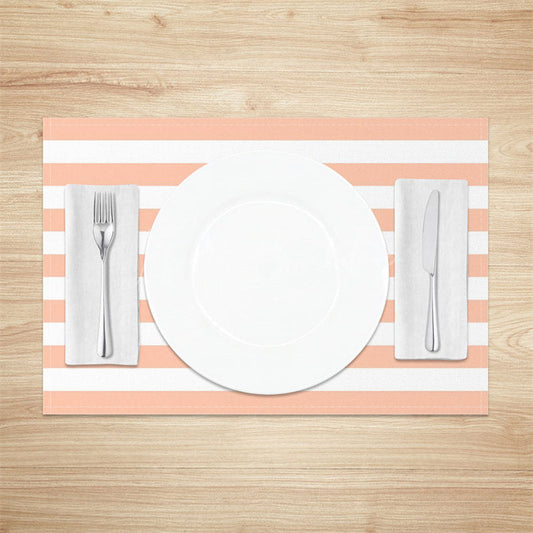 Lofaris Salmon Color White Stripe Modern Set Of 4 Placemats