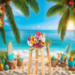Lofaris Sandy Beach Palm Tree Starfish Shell Summer Backdrop