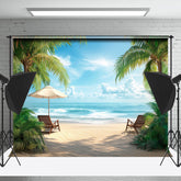 Lofaris Sandy Beach Palm Trees Chair Holiday Summer Backdrop