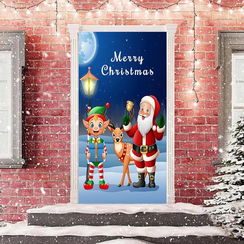 Lofaris Santa Claus Elk Elf Kits Moon Christmas Door Cover