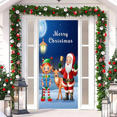 Lofaris Santa Claus Elk Elf Kits Moon Christmas Door Cover