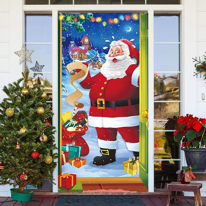 Lofaris Santa Claus Gift List Snowfield Christmas Door Cover