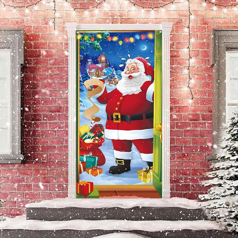 Lofaris Santa Claus Gift List Snowfield Christmas Door Cover