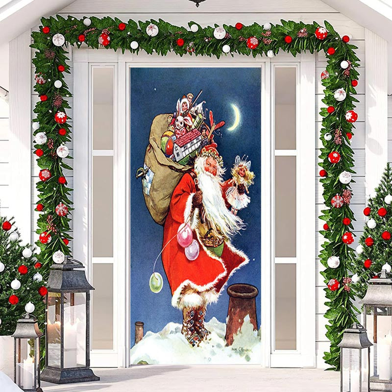 Lofaris Santa Claus Gifts Baggage Moon Christmas Door Cover