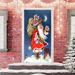 Lofaris Santa Claus Gifts Baggage Moon Christmas Door Cover