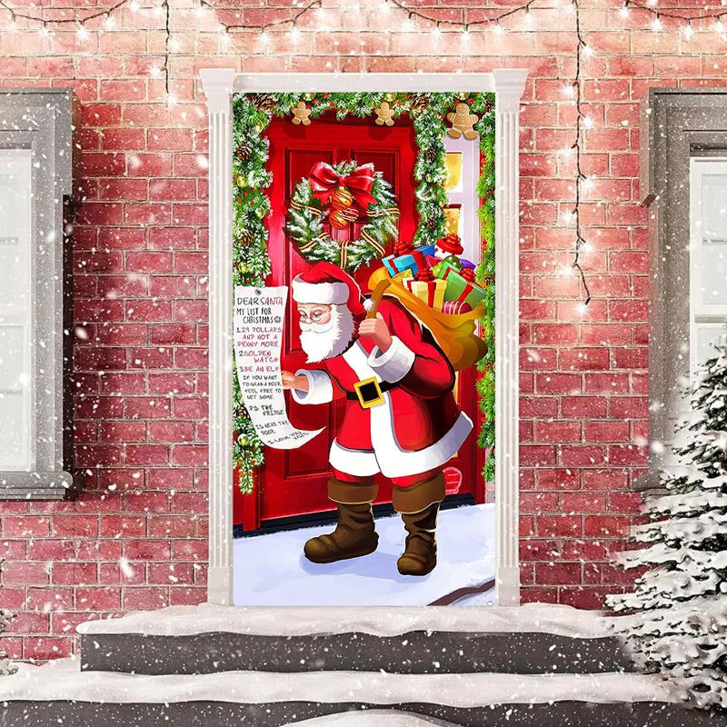 Lofaris Santa Claus Gifts Bundle Plants Christmas Door Cover