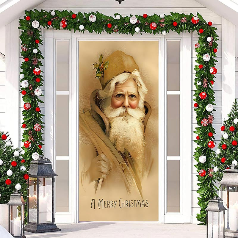 Lofaris Santa Claus Sand Colour Merry Christmas Door Cover