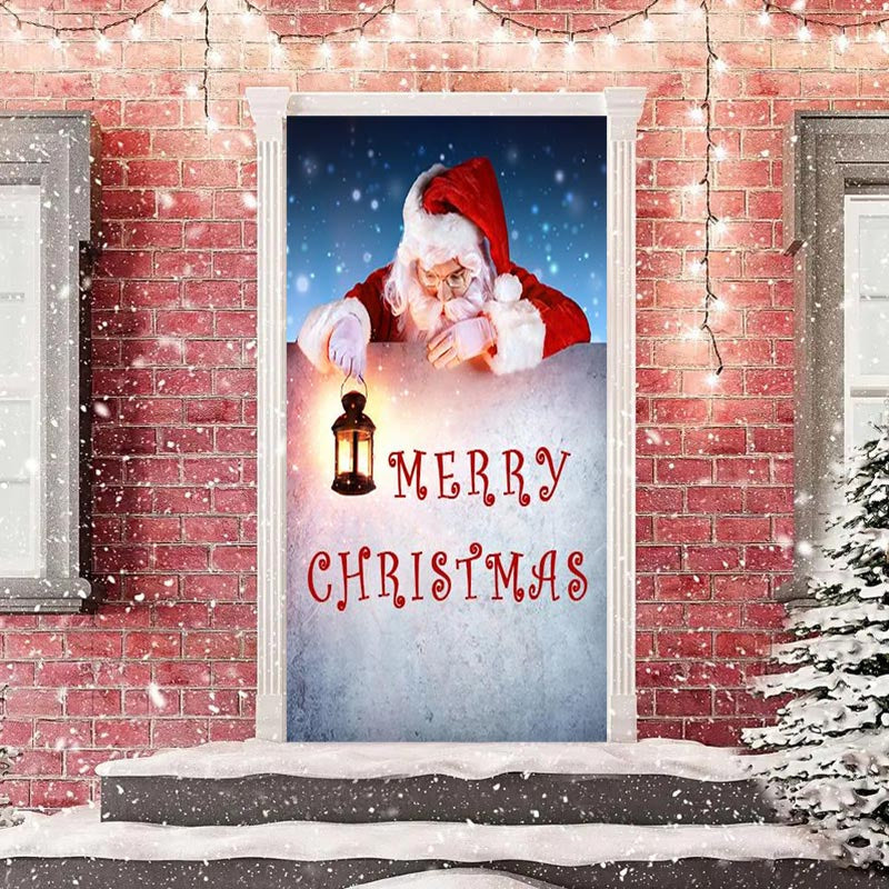 Lofaris Santa Claus Snowy Lamp Marry Christmas Door Cover