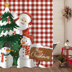 Lofaris Santa Claus Tree Snowman Christmas Shower Curtain