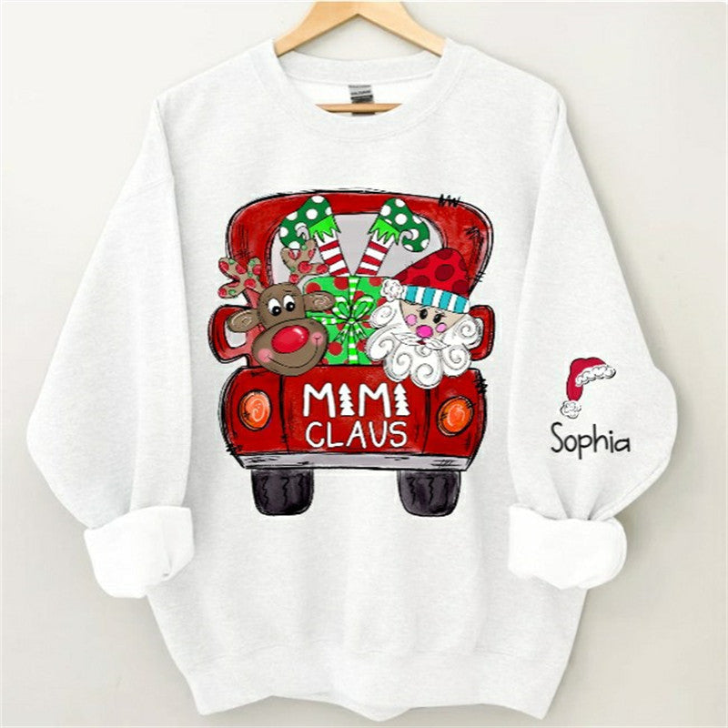 Lofaris Santa Elk Truck Mom Kids Custom Christmas Sweatshirt
