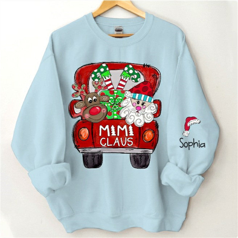 Lofaris Santa Elk Truck Mom Kids Custom Christmas Sweatshirt