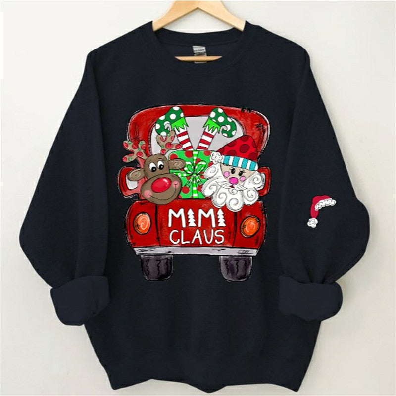 Lofaris Santa Elk Truck Mom Kids Custom Christmas Sweatshirt