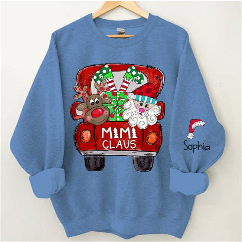 Lofaris Santa Elk Truck Mom Kids Custom Christmas Sweatshirt