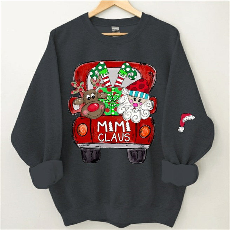Lofaris Santa Elk Truck Mom Kids Custom Christmas Sweatshirt