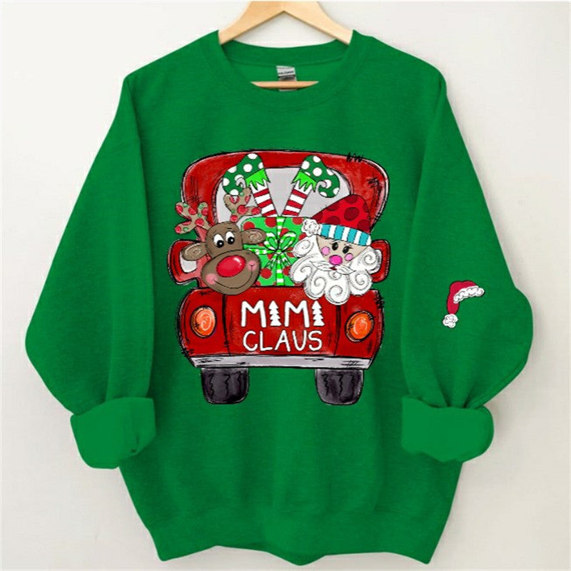 Lofaris Santa Elk Truck Mom Kids Custom Christmas Sweatshirt