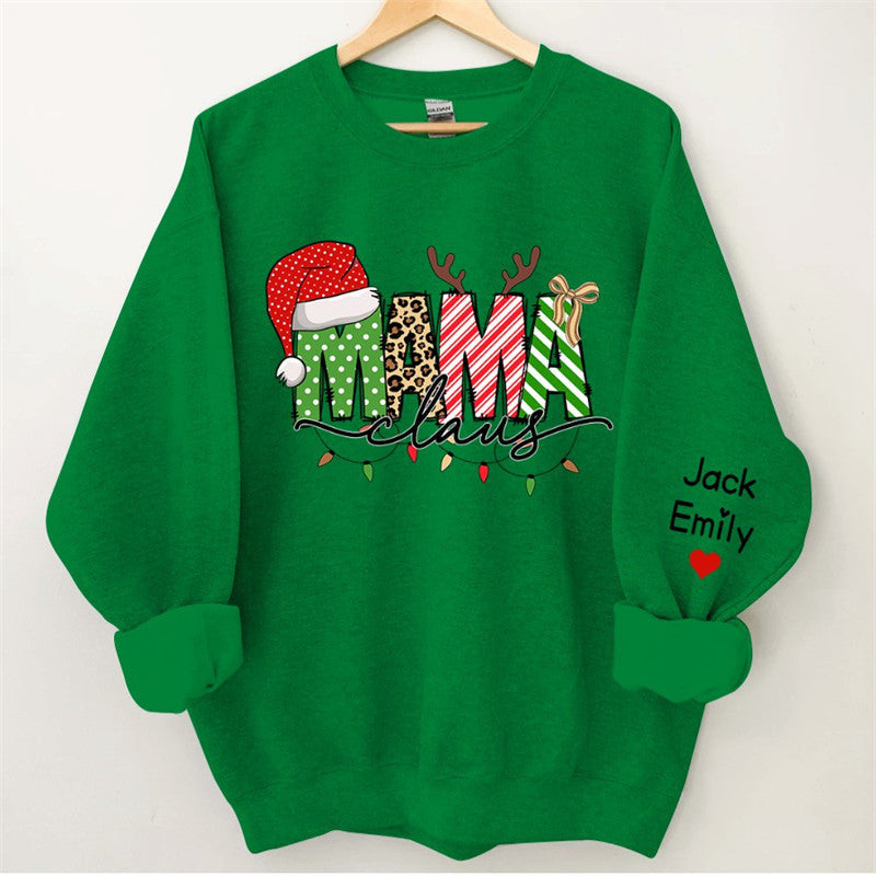 Lofaris Santa Hat Mama Daughter Custom Christmas Sweatshirt