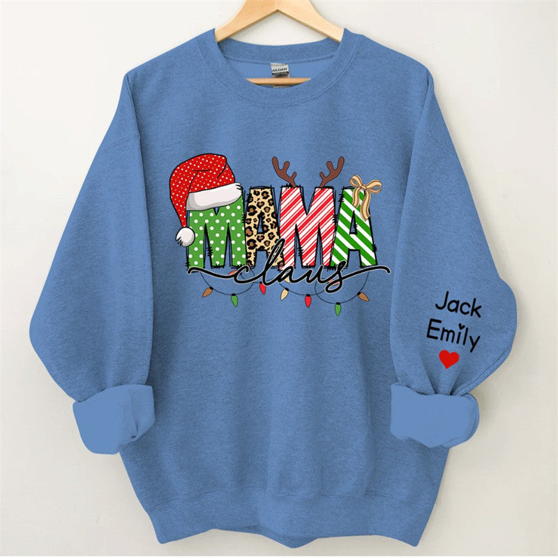 Lofaris Santa Hat Mama Daughter Custom Christmas Sweatshirt