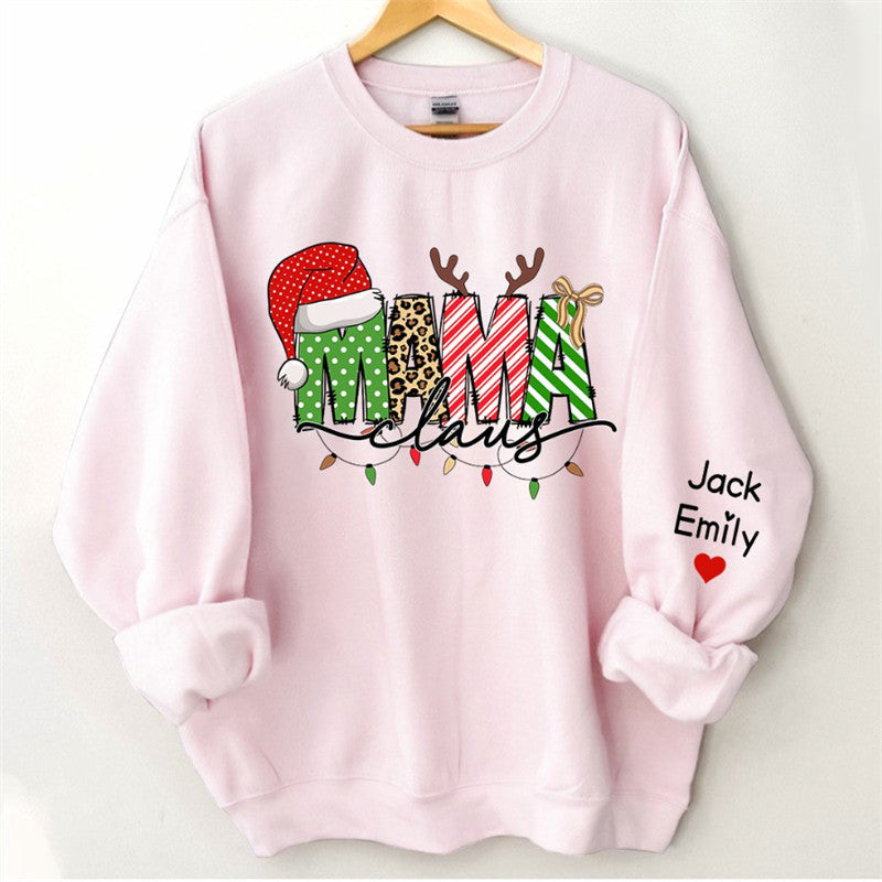 Lofaris Santa Hat Mama Daughter Custom Christmas Sweatshirt