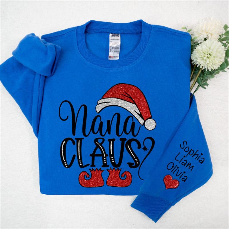 Lofaris Santa Hat Shoes Nana Kids Custom Christmas Sweatshirt