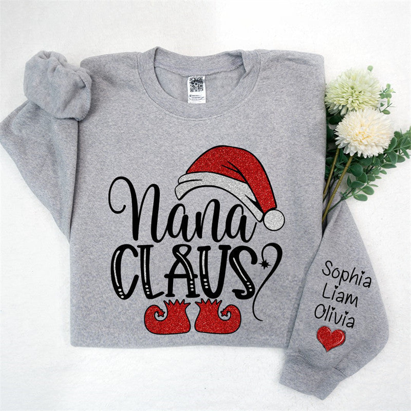 Lofaris Santa Hat Shoes Nana Kids Custom Christmas Sweatshirt