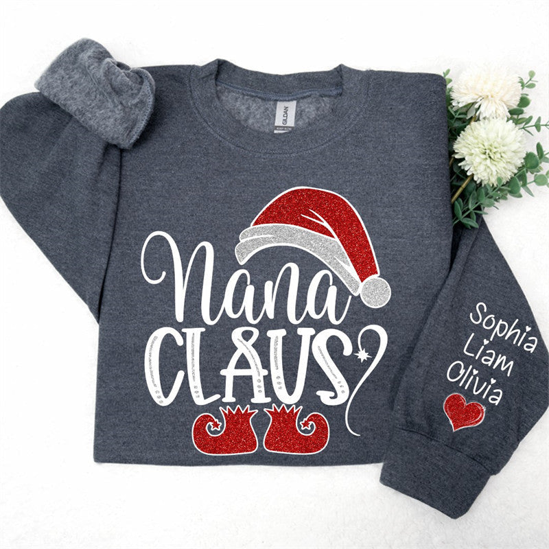 Lofaris Santa Hat Shoes Nana Kids Custom Christmas Sweatshirt