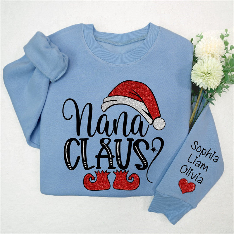 Lofaris Santa Hat Shoes Nana Kids Custom Christmas Sweatshirt
