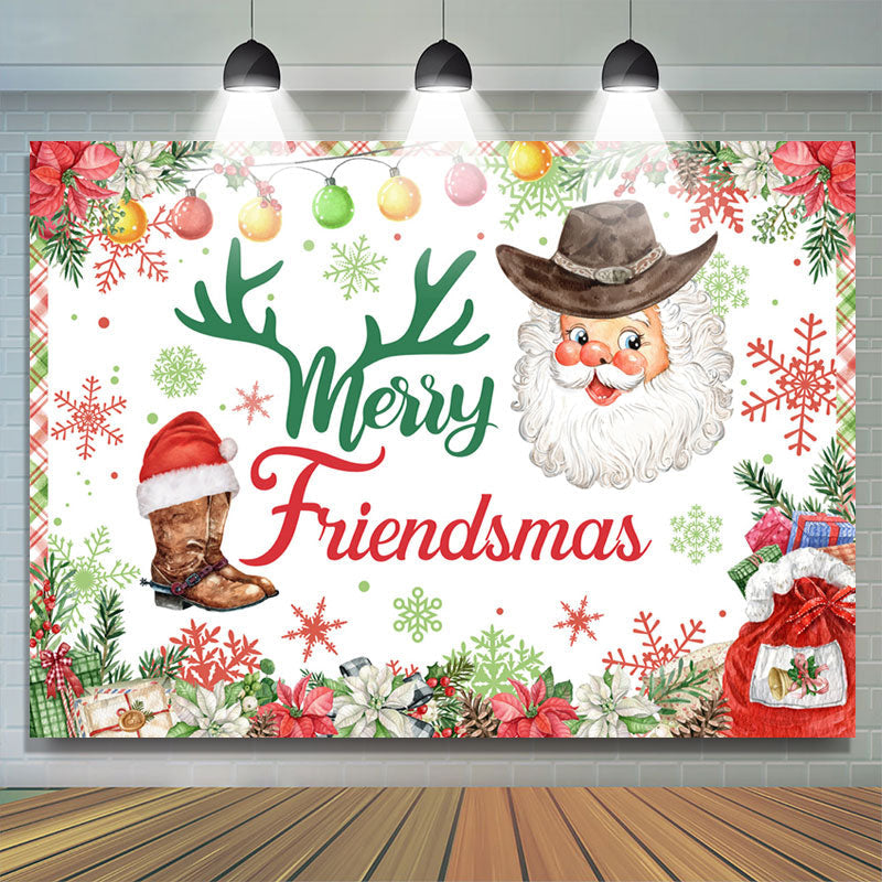 Lofaris Santa Snowflake Green Red Merry Christmas Backdrop