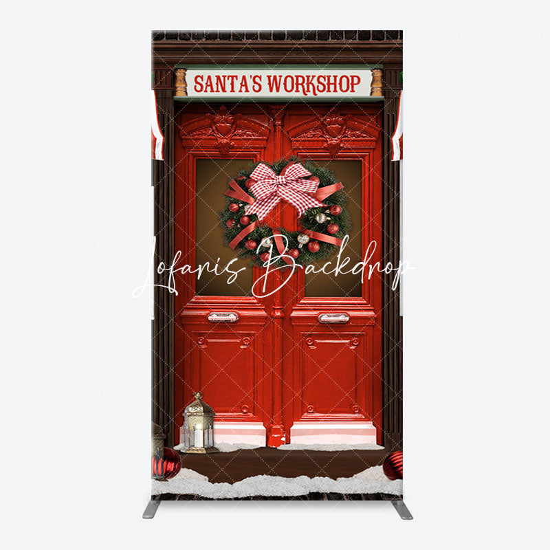Lofaris Santas Workshop Red Door Arch Christmas Backdrop