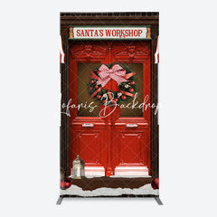 Lofaris Santas Workshop Red Door Arch Christmas Backdrop