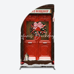 Lofaris Santas Workshop Red Door Arch Christmas Backdrop