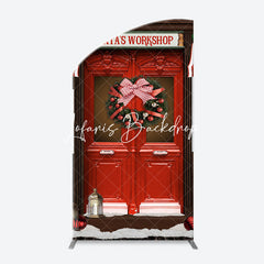 Lofaris Santas Workshop Red Door Arch Christmas Backdrop