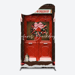 Lofaris Santas Workshop Red Door Arch Christmas Backdrop