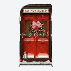 Lofaris Santas Workshop Red Door Arch Christmas Backdrop