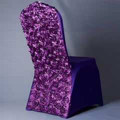 Lofaris Satin Rosette Spandex Stretch Banquet Chair Cover