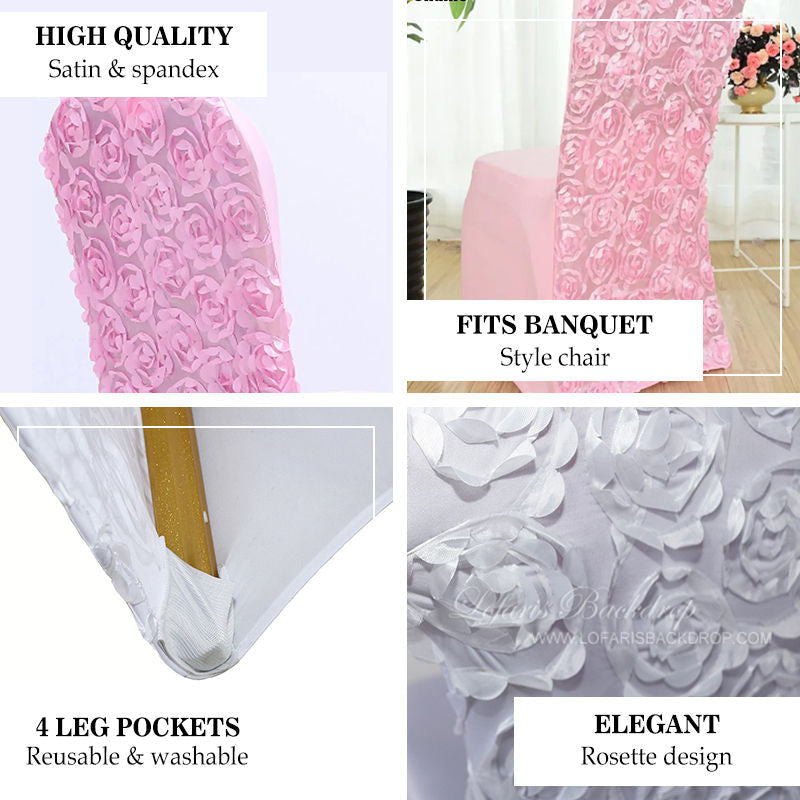 Lofaris Satin Rosette Spandex Stretch Banquet Chair Cover