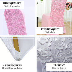Lofaris Satin Rosette Spandex Stretch Banquet Chair Cover