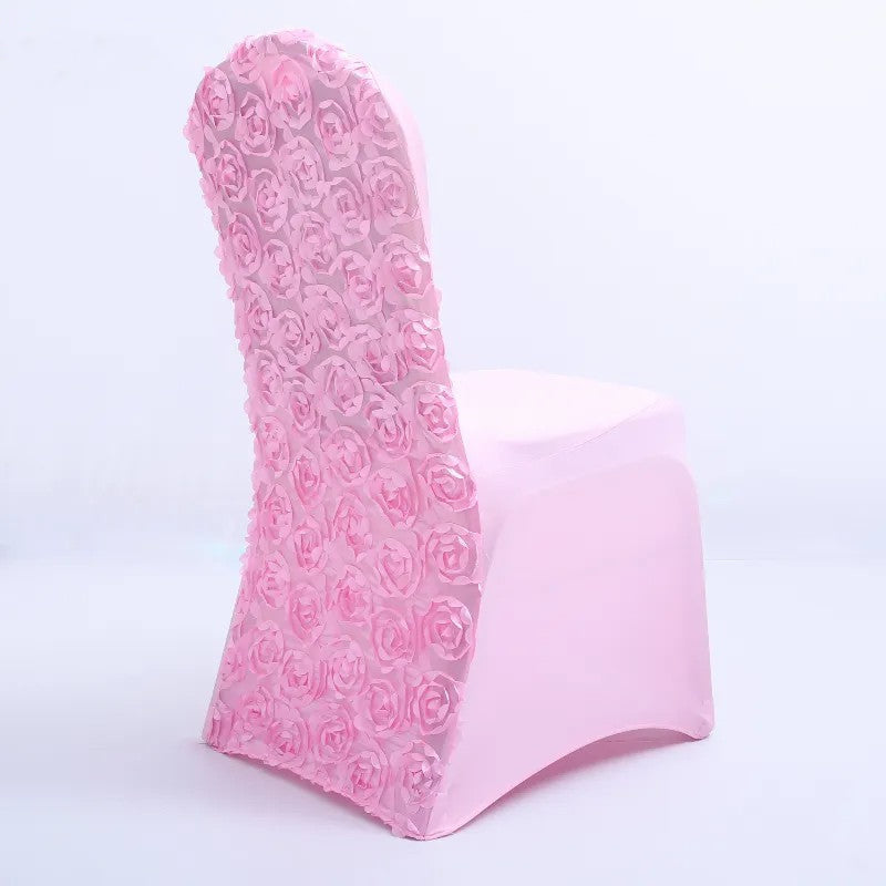 Lofaris Satin Rosette Spandex Stretch Banquet Chair Cover