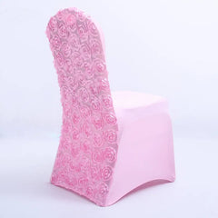 Lofaris Satin Rosette Spandex Stretch Banquet Chair Cover