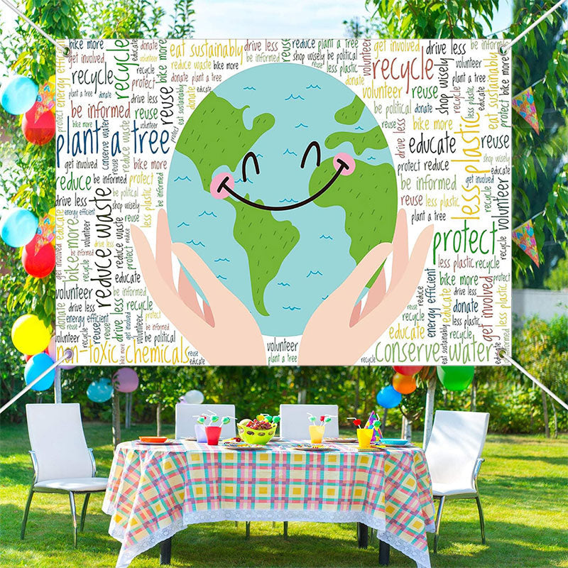 Lofaris Save the Nature Happy Earth Day Green Theme Backdrop