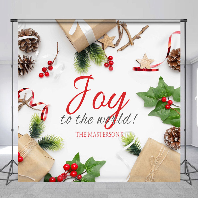 Lofaris Say To The World Cherry Custom Name Christmas Backdrop