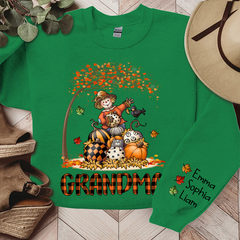 Lofaris Personalized Grandma Punpkins Scarecrow Pumpkin Patch Sweatshirt Gift TH