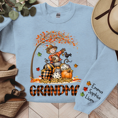 Lofaris Personalized Grandma Punpkins Scarecrow Pumpkin Patch Sweatshirt Gift TH