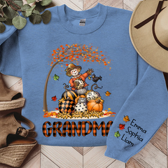 Lofaris Personalized Grandma Punpkins Scarecrow Pumpkin Patch Sweatshirt Gift TH